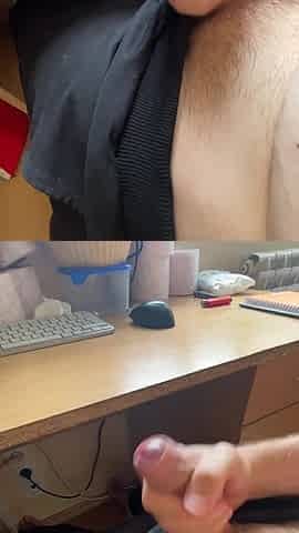 Masturbating on the desk and cumming