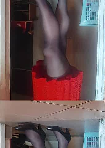 Ebony hose and high heels