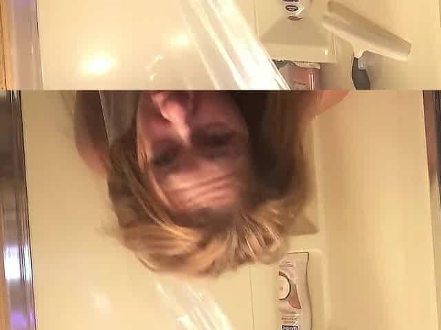 Goddessloves a priceless shower enema and doupche, see water spray off my hard teats and DD melons! BJ