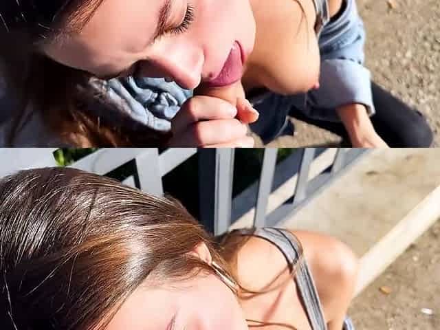 Public Blowjob Interrupted Ended In The Car With A Big Cum Swallow - Klx