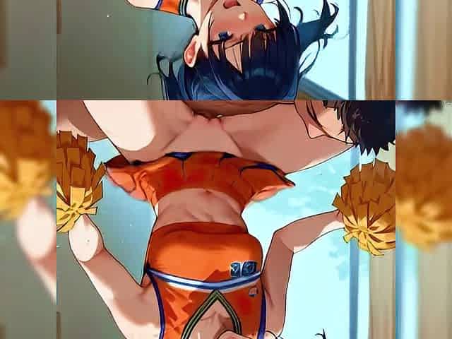 Marvelous cheerleader with petite bazookas and a flawless body is drilled by her tutor after a game