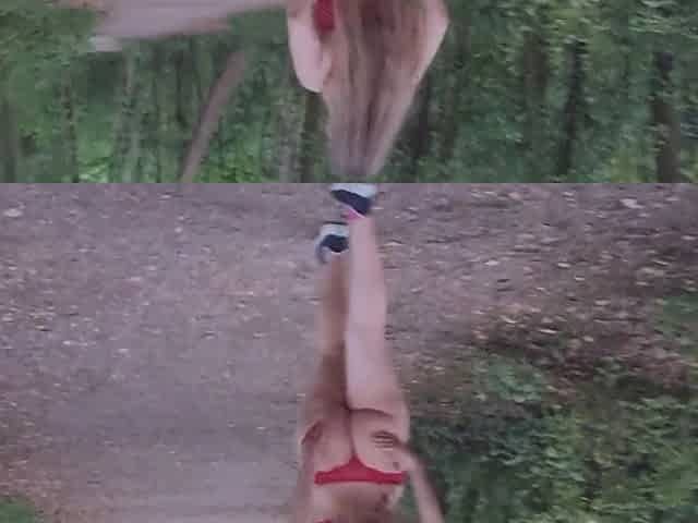 Wearing underwear in the forest and pissing in the stream.