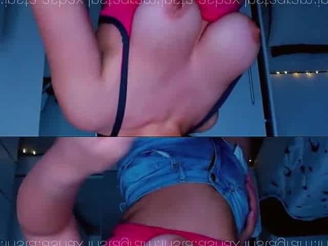 Horny tits doggy play