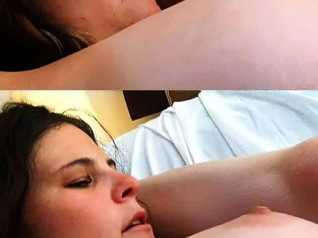 Tanned pussy licking lesbians with big boobs playing on bed