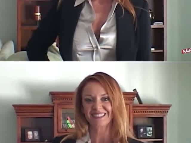 Redhead Milf Trisha Caresses Her Big Tits While Giving The Guy A Perfect Blowjob