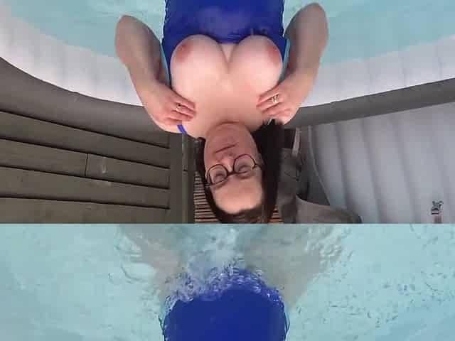 Blue Swimsuit In Hot Tub
