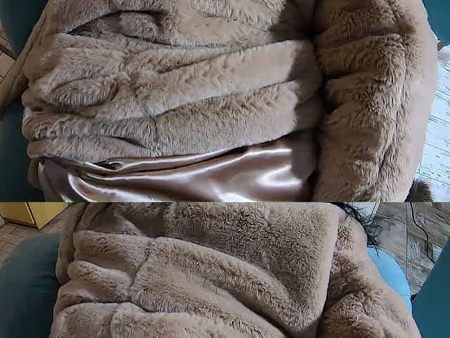 MILKY CUM FLOWS THROUGHOUT SATIN-LINED FURRY COAT