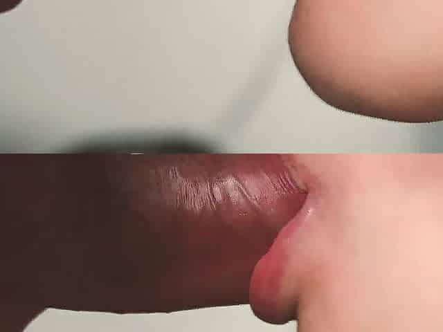 Close up oral job from teen. Oral job creampie