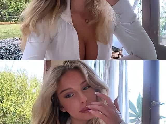 Tasty amateur blonde babe masturbating on web cam