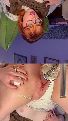 nice-looking plugged redhead with green eyes getting off for u