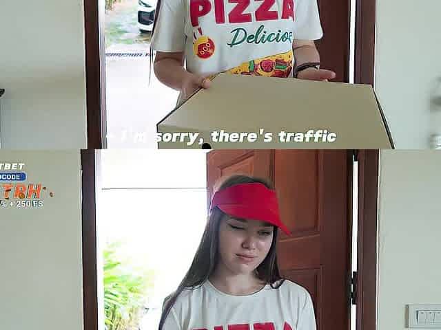 Banged a pizza delivery beauty for being late, got a tip with a rock hard creampie in her cunt