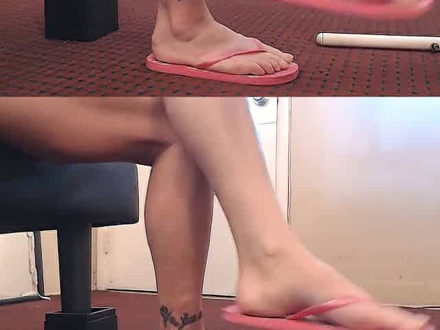 ASMR pink striped smutty flip flops