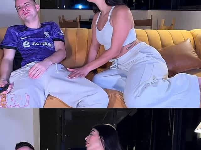 BIG BOOTY Brunette FREE USES boyfriend while he watches the