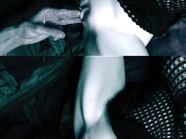 Banged doll in a romantic night setting