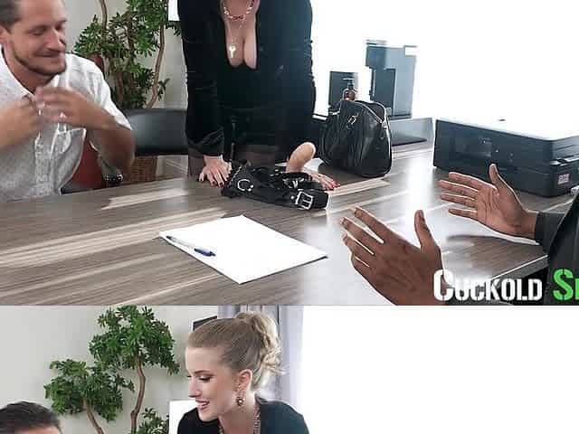 CUCKOLD SESSIONS - Octavia Red Signs Contract & Gets Screwed As Cuck Gets Pegged & Watches