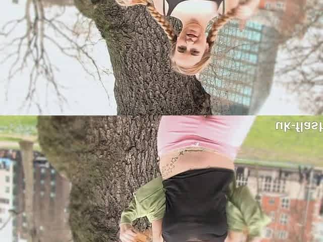Sweet babe Anna Darling showing off her pussy in public
