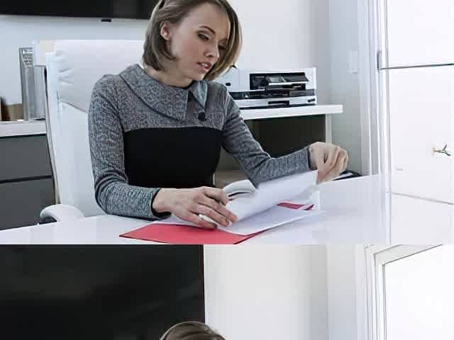 Big tit boss milks studs BBC on job interview