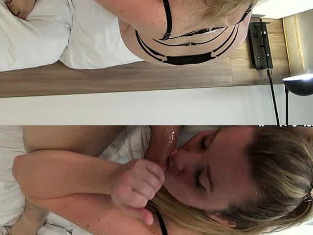 Amateur Blonde Blowjob handjob and cumshot
