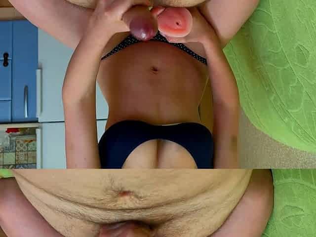 Handjob at Kitchen with Flashlight
