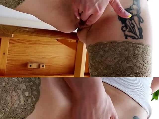Nylon Stockings Solo Orgasm with a Big Dildo