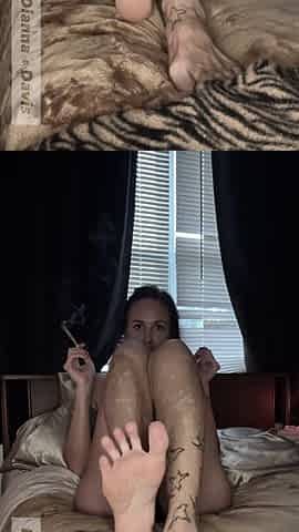 Smoking Girl Shows off Her Pretty Feet