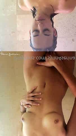 Amateur webcam slut shows tit on cam