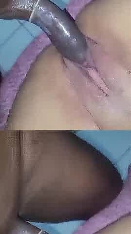 Ebony dude pounding anything into the sexy youthful gal.
