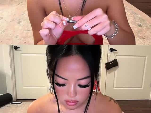 Japanese teen spreads legs for toys and cock