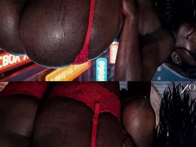 Ebony chick with large breasts deepthroats the jock to the balls [AI]
