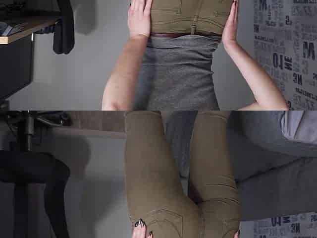 Sexy Secretary In Denim Panties Teases Butt And Visible Panty Line