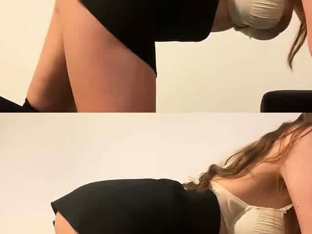Lonely Big-Titted Brunette Babe Masturbates on Webcam