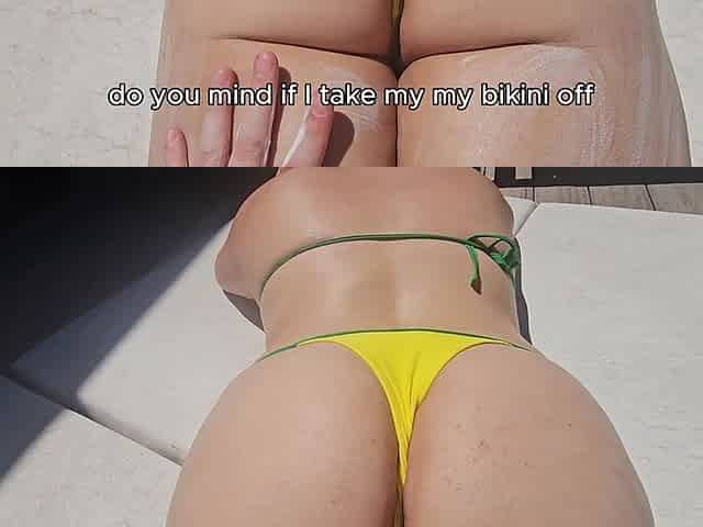 Found a Latina MILF Sunbathing and Had to Cum on Her Tits