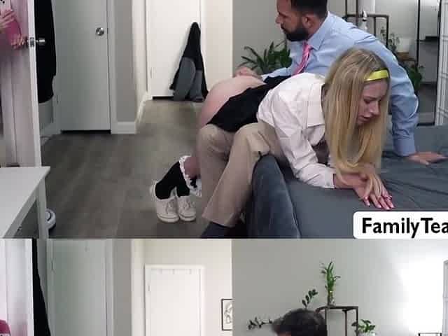 Stepdad Spank And Fuck His Stepteen And Her Friend