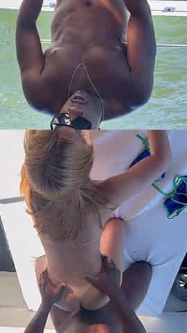 Large-dicked ebony man banged a married nymph's little booty on a boat and her spouse recorded anything.