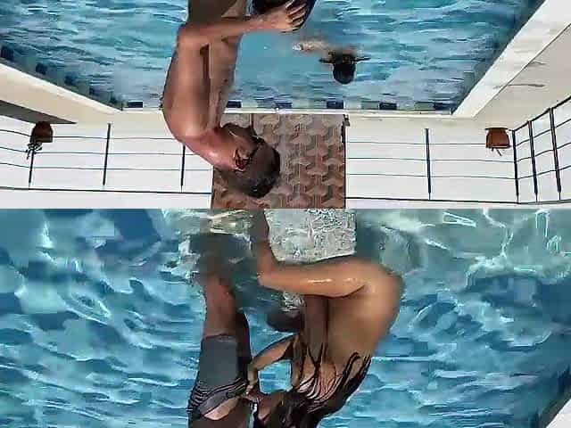 I screw my stepdaughter in the pool to watch that anything is outside the abode