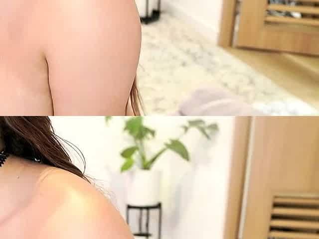 Busty babe playing with her big boobs