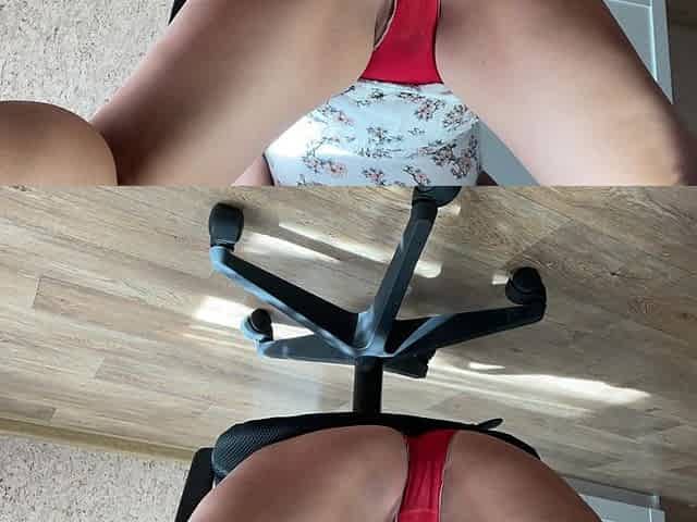 Cum on my red panties. Eva with big boobs had an orgasm