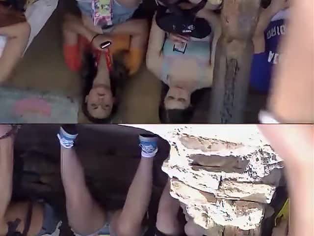 Nice bulge in hot girl's shorts