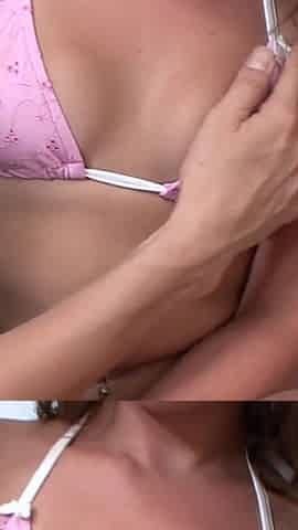 Stepmom pleasuring her teen stepdaughter on the couch