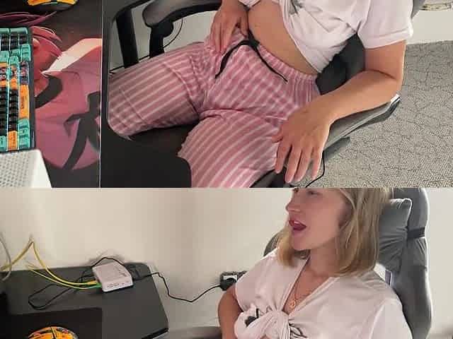 Caressing my constricted pink snatch and watching porn. Soaked climax. Creampie until I shiver