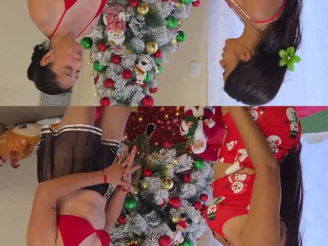Christmas Lesbian Sex - Big-bootied Stepmother Has Lesbian Sex with Her Big-breasted Stepdaughter at Christmas