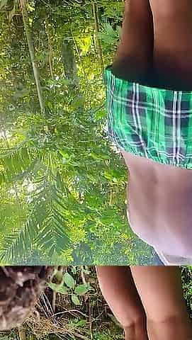 Sri Lankan Girl Outdoor Dildo Fuck In Green Uniform Pussy Spread