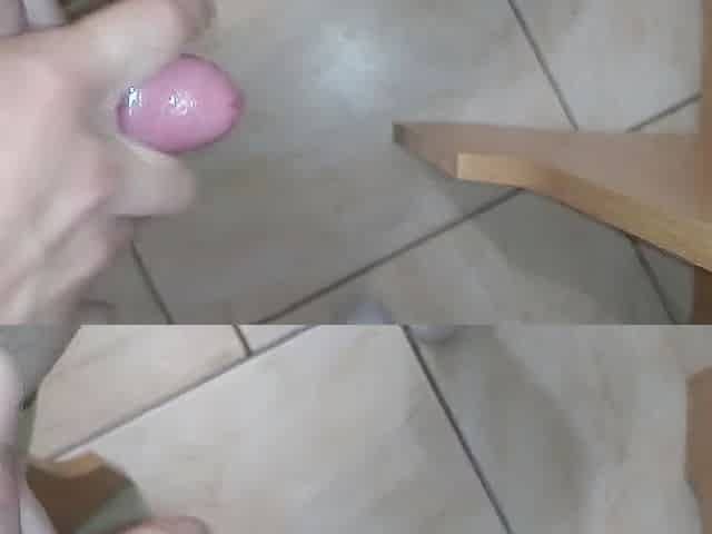 Stroking on the hotel large dong ejaculation