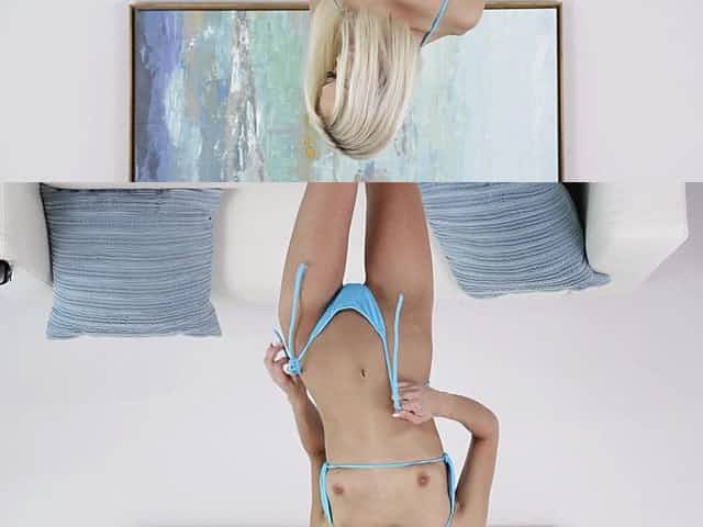 Stunning blonde model Sky Pierce pleasures her orgasmic pussy