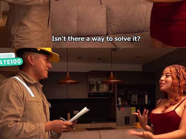 Housewife Celeste Alba seduces a public worker with her large breasts - unexpected ending