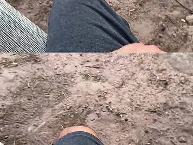 Tugjob From a Cute Stranger in the Forest. Cum on feet. White toe nails