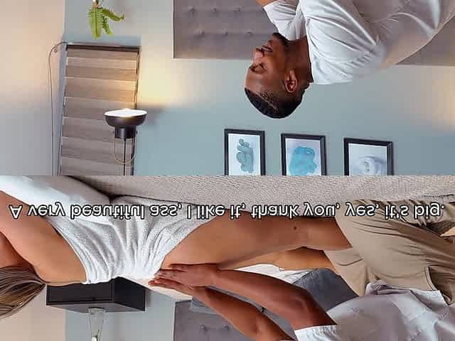 My tight pussy can't take a black man's cock! Masseuse BBC Stretches a horny blonde's tight pussy.