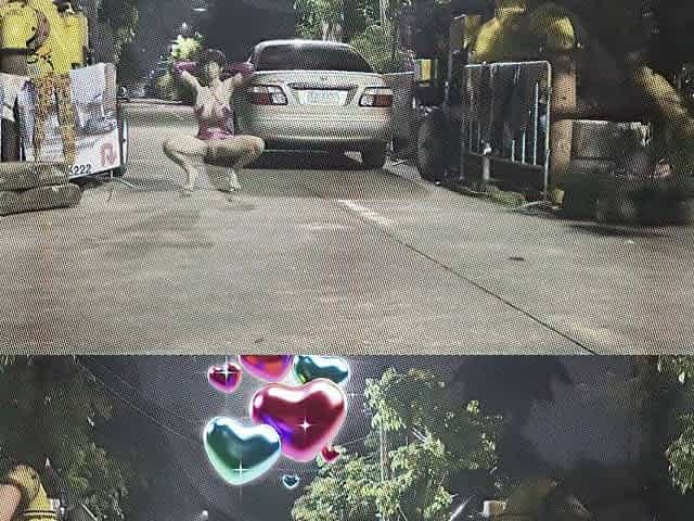 Femboy G cup (fake melons) randomly positions outside
