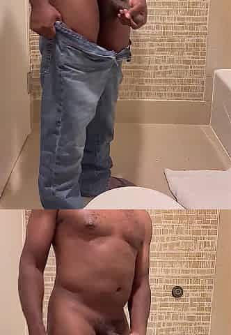 Slutty Chap Masturbating In Washroom Needing Twat