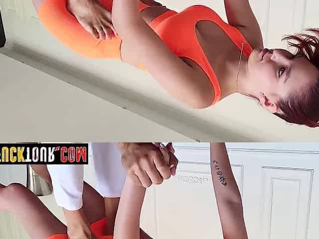 Breasty chick Leya Desantis drank large ramrod and teen enjoyed coarse deepthroat after body stretching